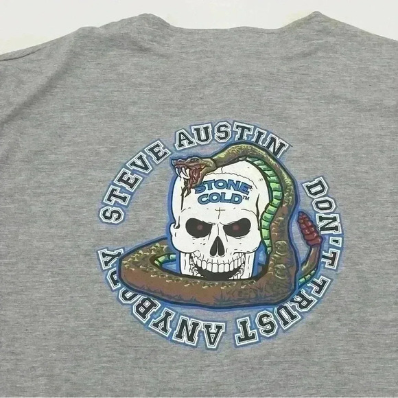 Vintage WWF Stone Cold Button Down Shirt Grey Size XL in Excellent Condition. - Picture 5 of 12